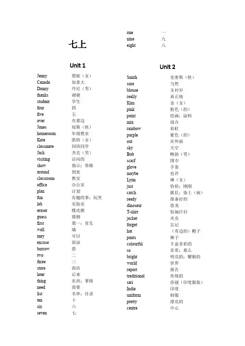 冀教版-初中英语-词汇表(完整)