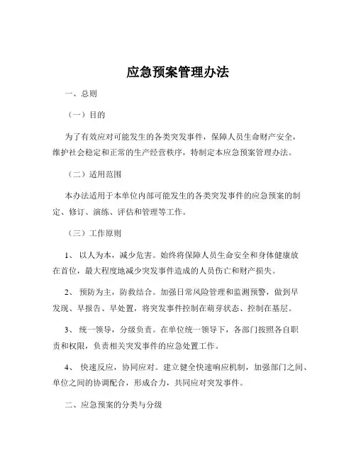 应急预案管理办法