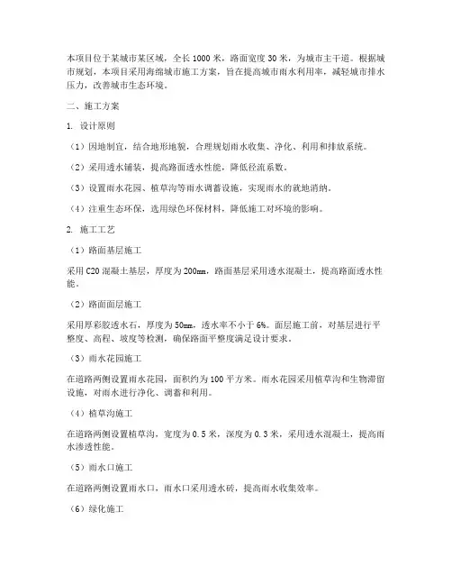 路面采用海绵工程施工方案