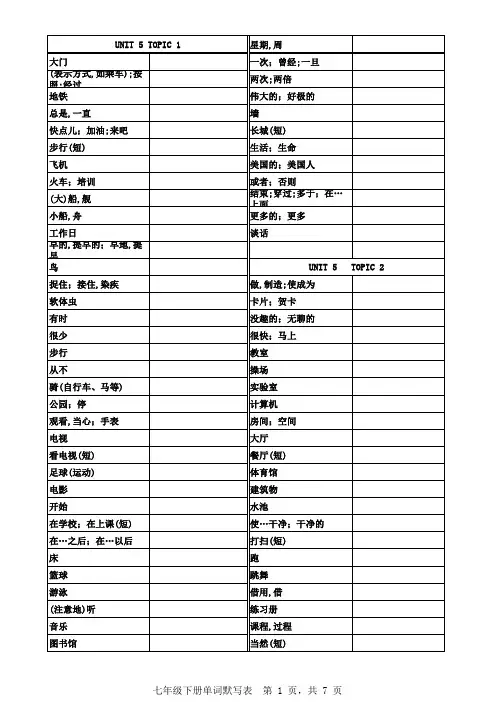 仁爱版英语七下单词默写表(最新)