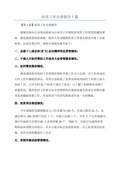 扶贫工作自查报告7篇