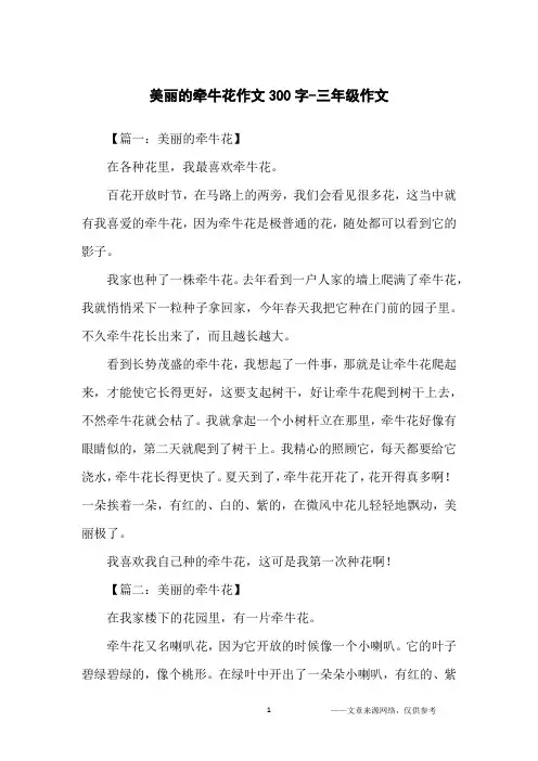 美丽的牵牛花作文300字-三年级作文