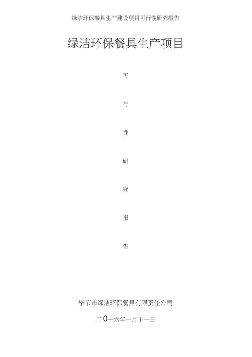 绿洁环保餐具生产建设项目可行性研究报告