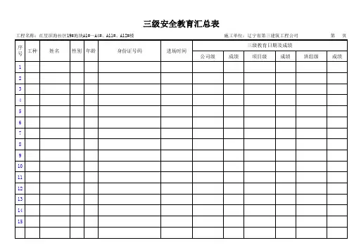 三级安全教育汇总表