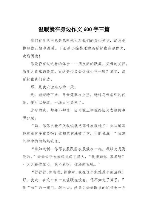 温暖就在身边作文600字三篇