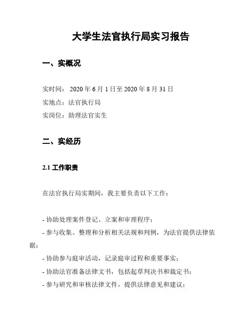 大学生法官执行局实习报告