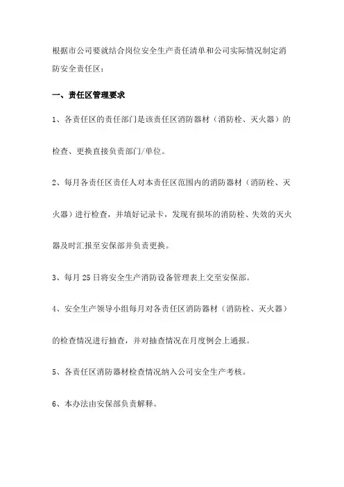 公司消防安全责任区划分及管理办法