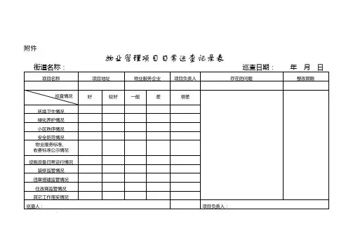 物业管理项目日常巡查记录表
