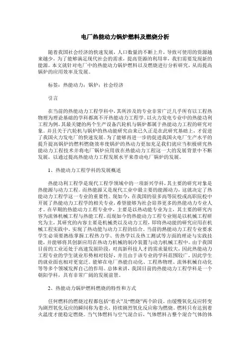 电厂热能动力锅炉燃料及燃烧分析