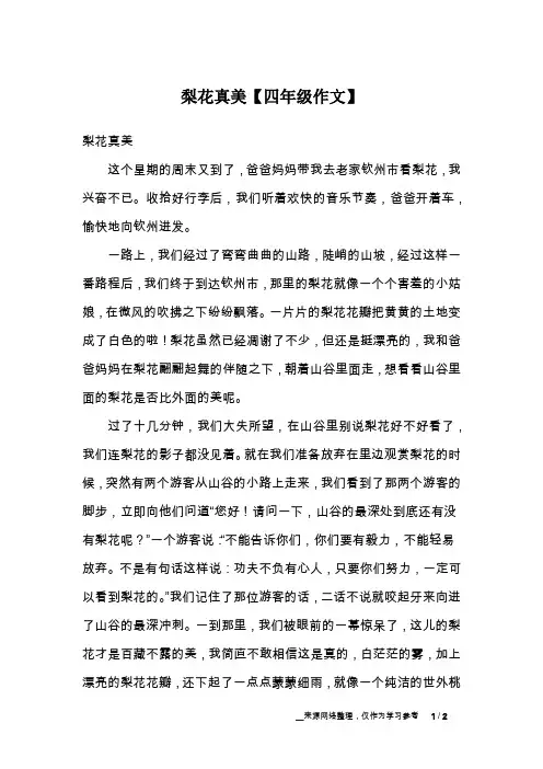 梨花真美【四年级作文】