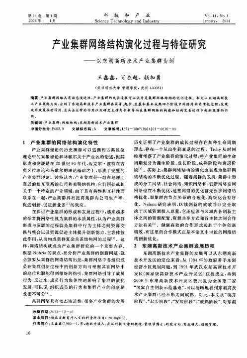 产业集群网络结构演化过程与特征研究——以东湖高新技术产业集群为例