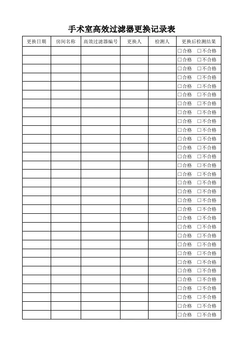 手术室高效过滤器更换记录表