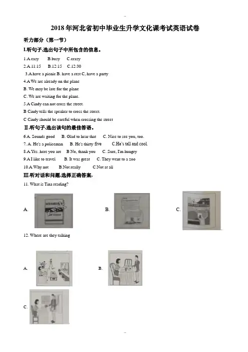 (真题)2018学年河北省中考英语试题(附答案)