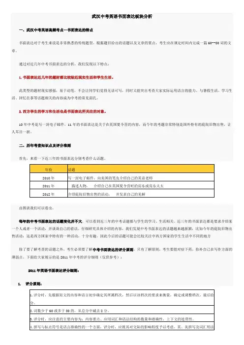 武汉中考英语书面表达板块分析--中考在线