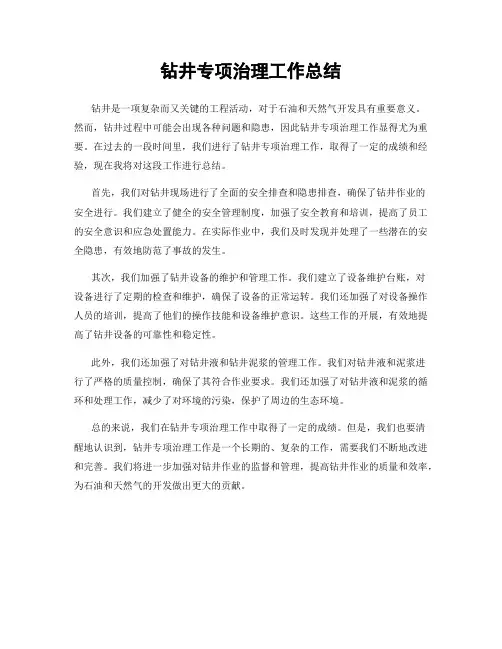 钻井专项治理工作总结