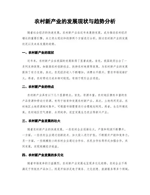 农村新产业的发展现状与趋势分析