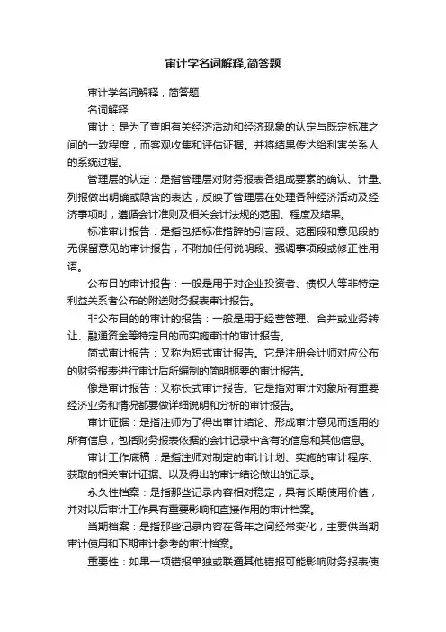 审计学名词解释,简答题