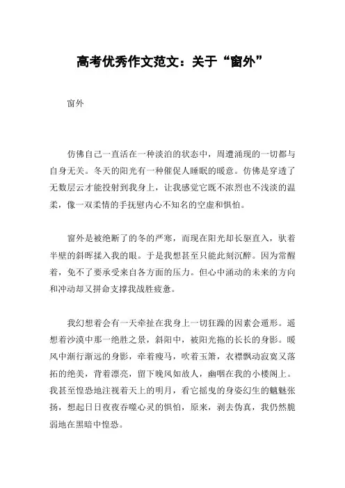 高考优秀作文范文：关于“窗外”