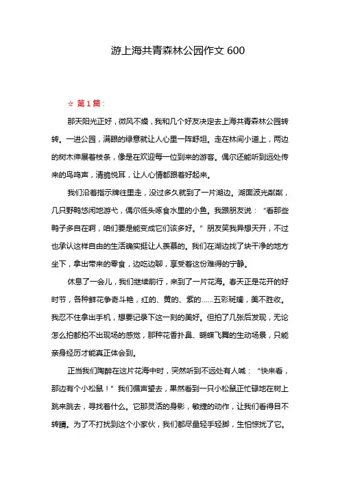 游上海共青森林公园作文600