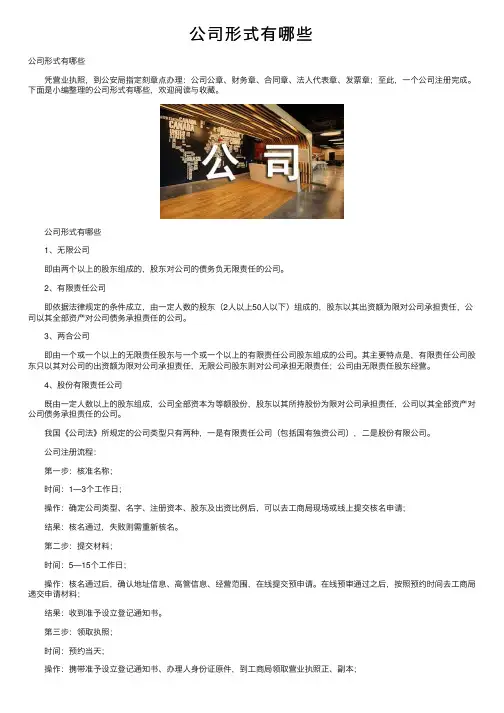 公司形式有哪些