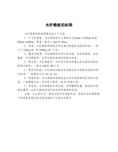 木纤维板的标准