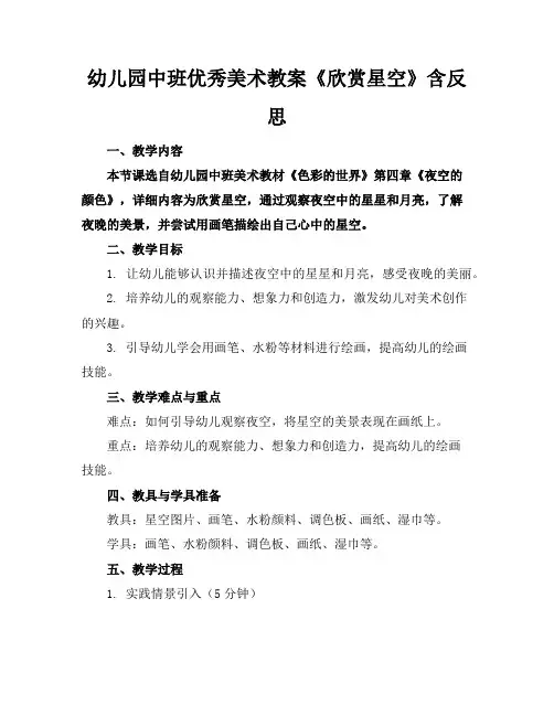 幼儿园中班优秀美术教案《欣赏星空》含反思