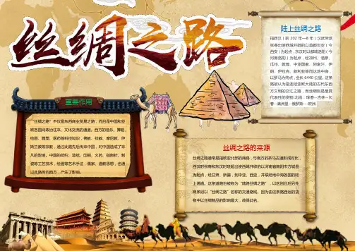 【word小报模板】：中国风丝绸之路一带一路小报手抄报Word模板