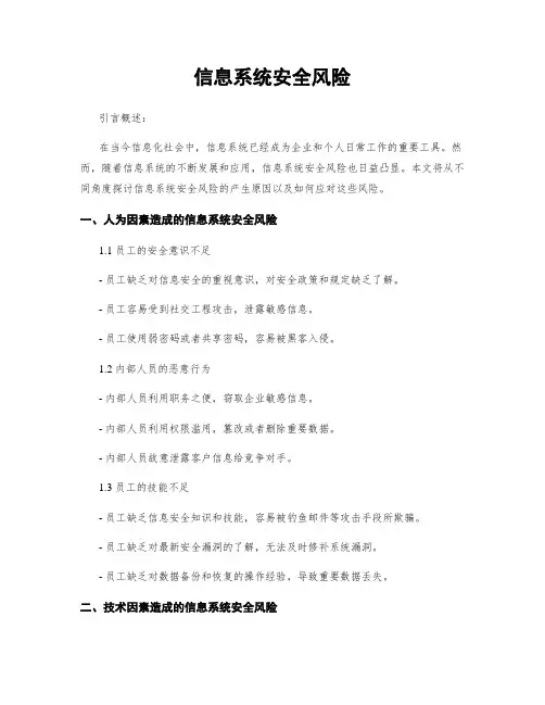 信息系统安全风险