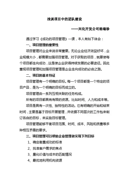 浅谈项目中的团队建设