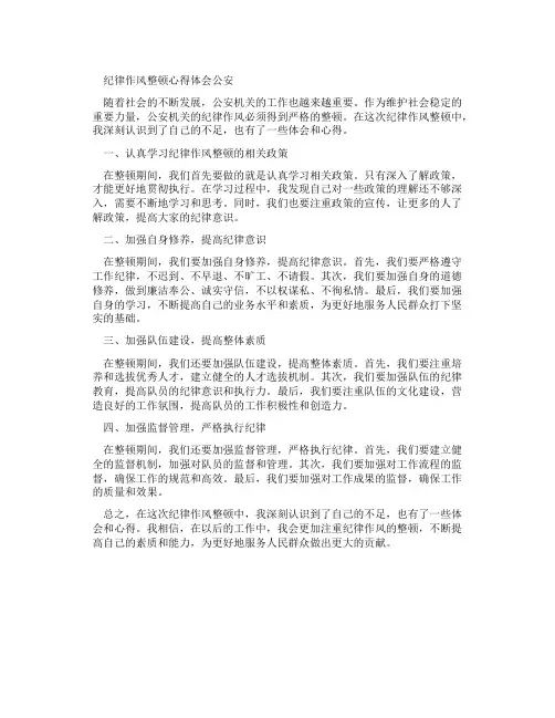 纪律作风整顿心得体会公安