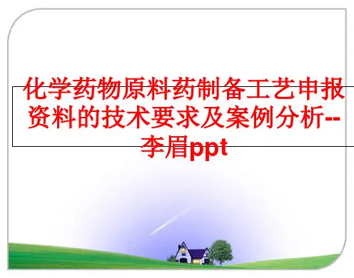最新化学药物原料药制备工艺申报资料的技术要求及案例分析--李眉ppt