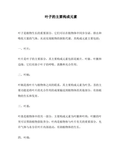 叶子的主要构成元素