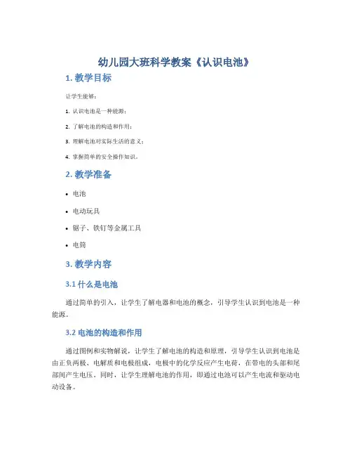 幼儿园大班科学教案《认识电池》