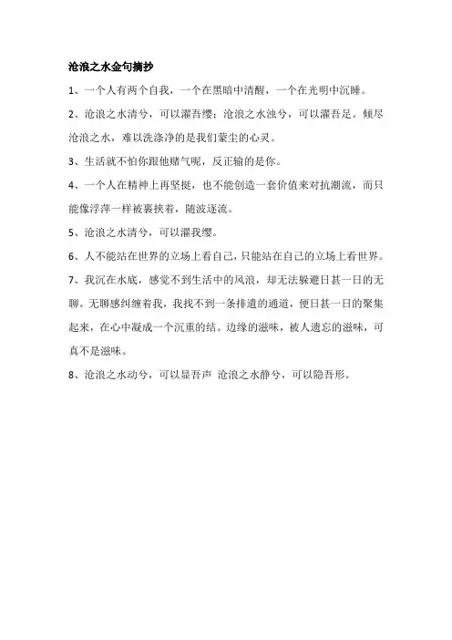 沧浪之水金句摘抄