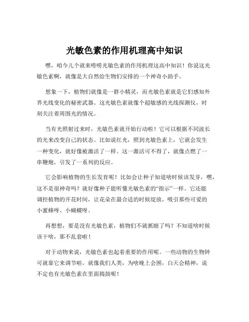 光敏色素的作用机理高中知识