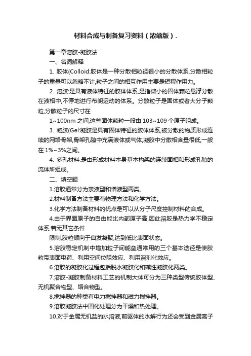 材料合成与制备复习资料（浓缩版）.
