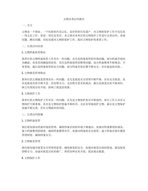文物自查自纠报告