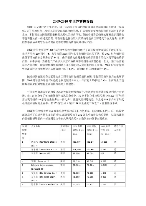 2009-2010世界零售百强