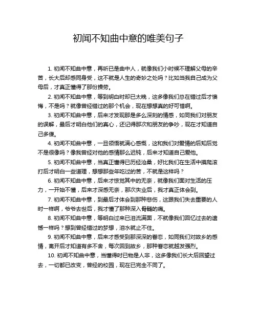 初闻不知曲中意的唯美句子