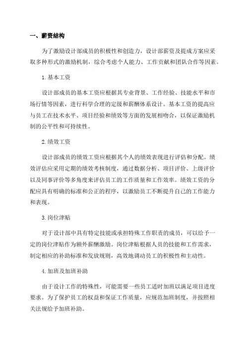 2024年设计部薪资及提成方案