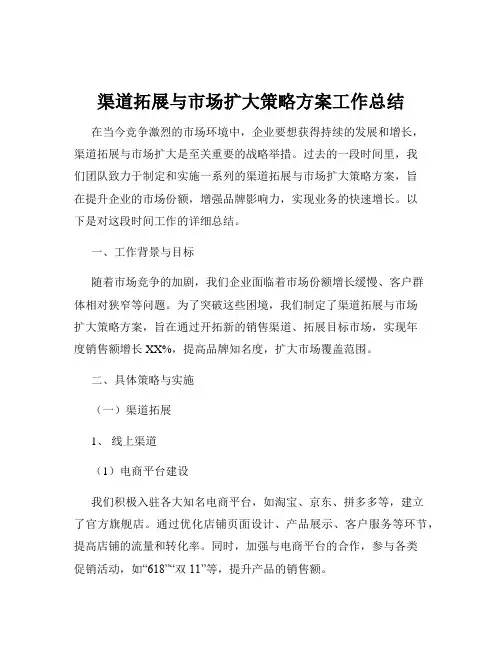 渠道拓展与市场扩大策略方案工作总结