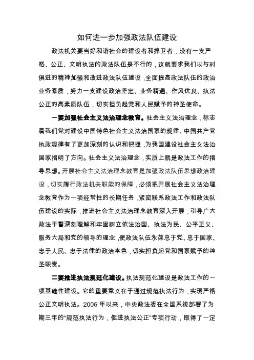 如何进一步加强政法队伍建设