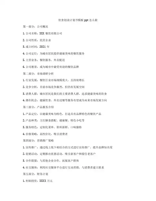 饮食创业计划书模板ppt怎么做