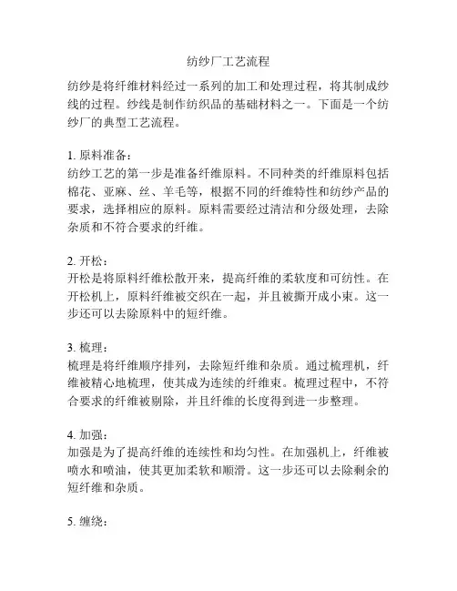 纺纱厂工艺流程
