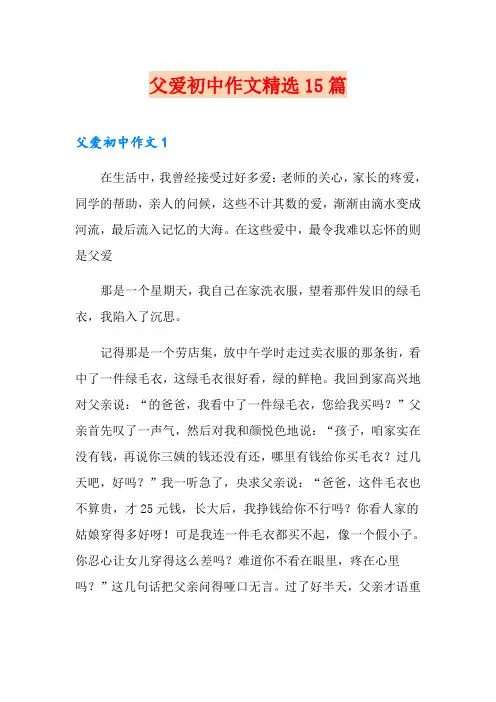 父爱初中作文精选15篇
