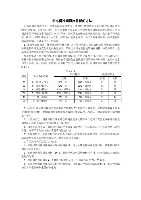  热电偶冷端温度补偿的方法