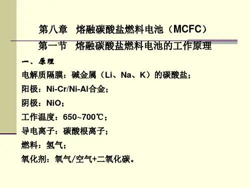 新能源材料 第八章   熔融碳酸盐燃料电池(MCFC)