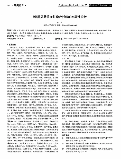 1例肝豆状核变性诊疗过程的回顾性分析