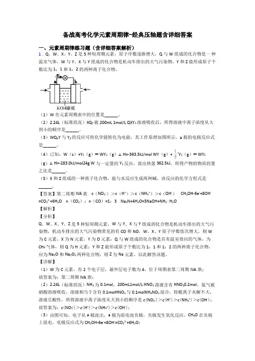 备战高考化学元素周期律-经典压轴题含详细答案