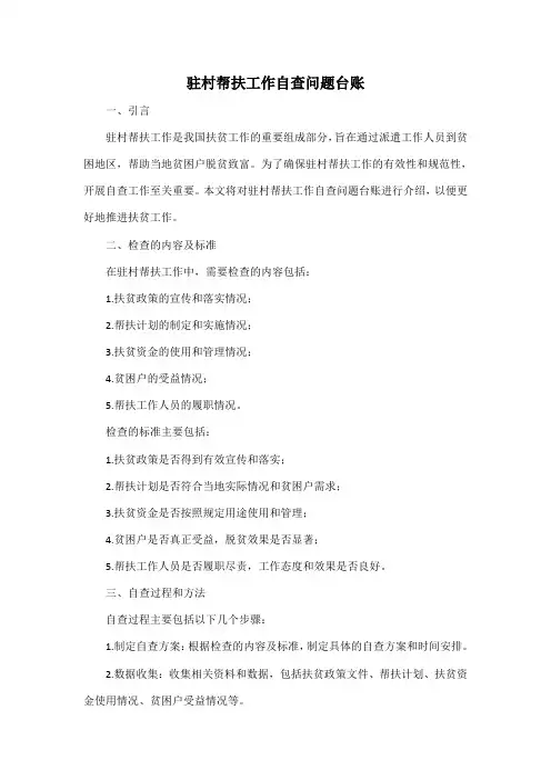 驻村帮扶工作自查问题台账